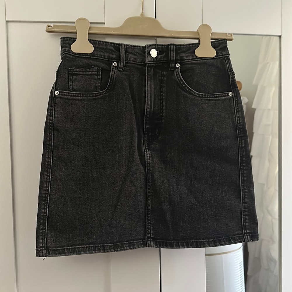 Zara black high waisted denim mini skirt size small